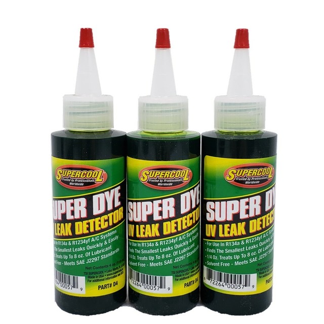 A/C Super Dye Green UV Leak Detection Concentrate Lubricant (3) 4oz