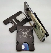 Mechanics, Skull/Wrenches, Aluminum Wallet/Credit Card Holder RFID Protection