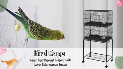 Double Stackable Bird Cage with Stand for Canaries, Lovebirds