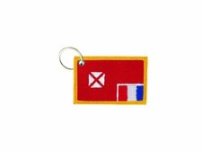 Keychain keyring embroidered embroidery patch double sided flag wallis futuna
