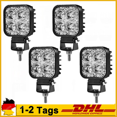 4X 12W LED Arbeitsscheinwerfer Scheinwerfer Offroad Bagger Flutlicht 12V 24V
