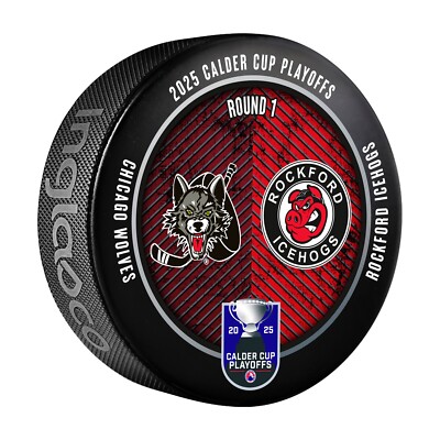 2025 AHL Calder Cup Playoffs Dueling Puck Chicago Wolves vs Rockford Icehogs