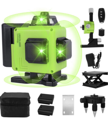 16 Lines Self-Leveling Laser Level, 4D 4x360° Green Beam Cross Line Lazer Lev...