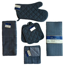 Kitchen Towel Set Grey 7 pcs- Pot Holders, Oven Mitt, Kitchen Towel, Drying Mat