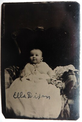 FERROTYPE Foto Baby namens Ella DISON R577