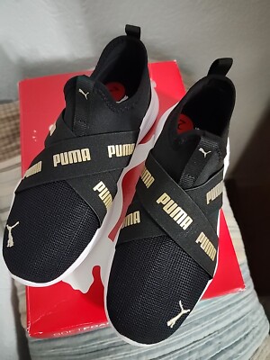 Youth PUMA Wired Run Rapid Slip-On Black Running Shoes - Size 2C  New In Box