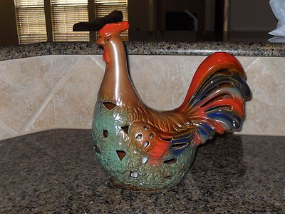 Bougie Sans Flamme Home Reflections - Coq En Céramique Avec Minuterie, Déco Rustique