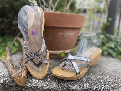 silver sparkly wedge sandals