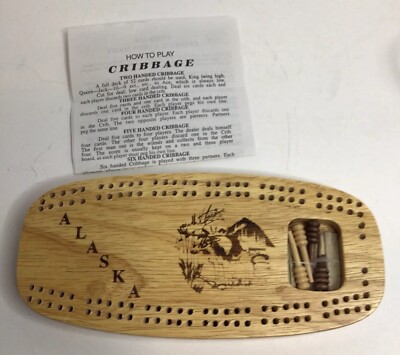 Vintage Wooden Loon Cribbage Board 3 pegs 14'' x 6''
