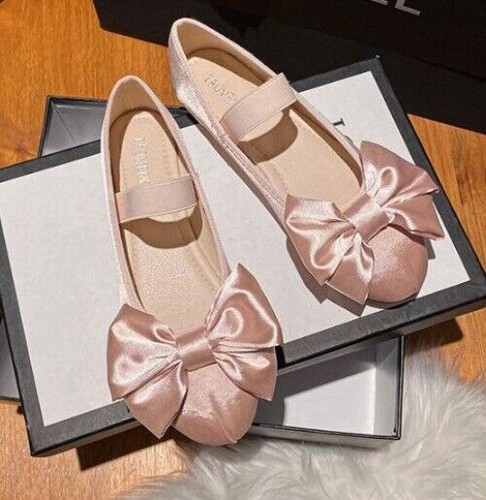Classic Silk Ballet Shoes Lace up Ballet Shoes Women Round Toe Bowtie Flats - Picture 32 of 48