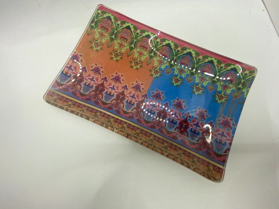 Michel Design Works Glass Painted Vanity Tray Trinket Aztec Southwest 5.5 3.5” - Image 4 of 4