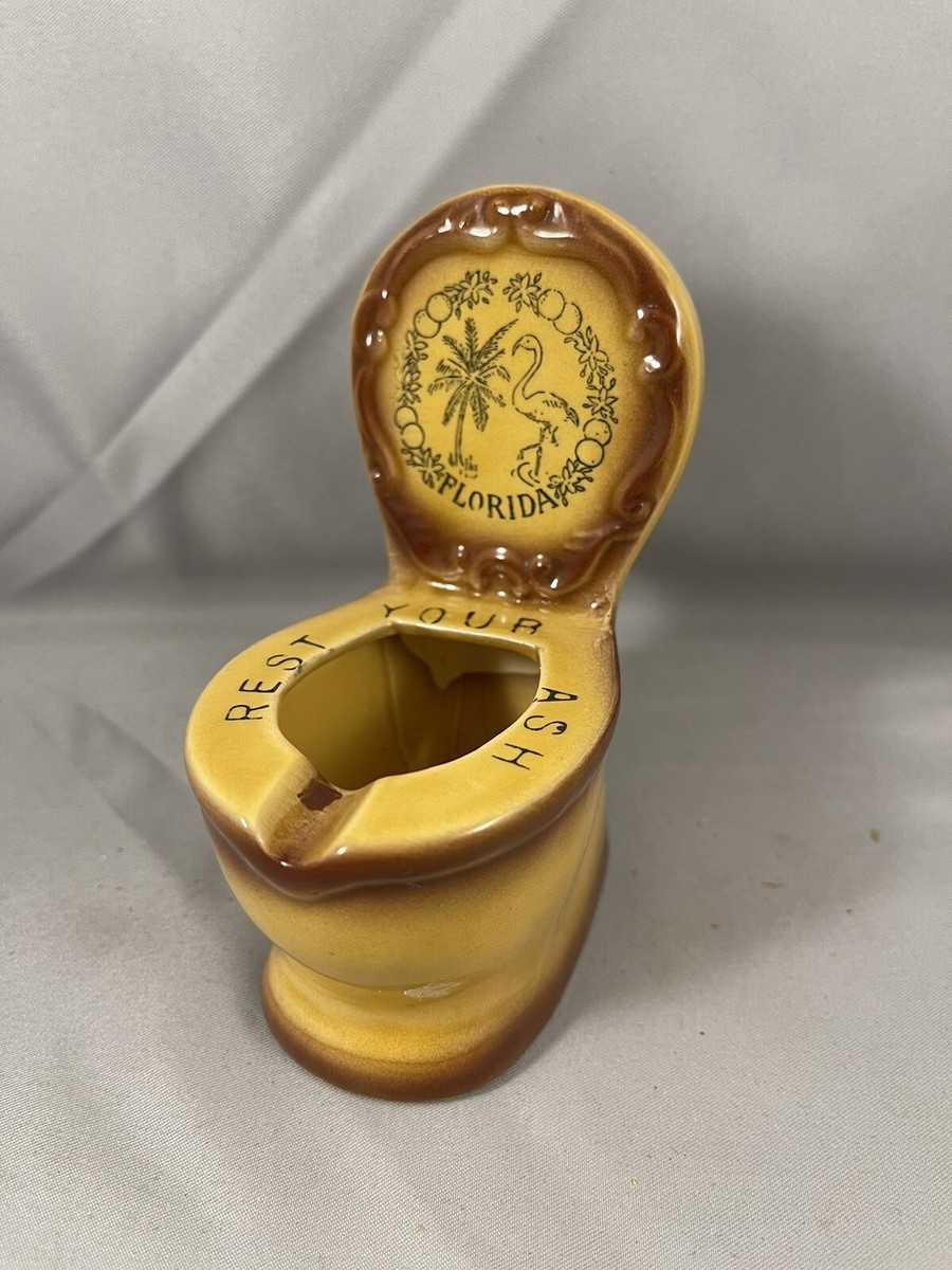 Vintage 1960's Florida Rest Your Ash Toilet Ashtray Florida