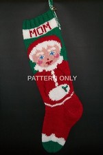 Pattern Only Hand Knitted MRS. CLAUS Christmas Stocking