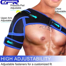 Shoulder Brace Rotator Cuff Support Relief Pain Adjustable Left Right Belt