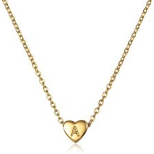 Tiny Heart Initial Letter Alphabet Necklaces Women Girls 14K Gold Filled Choker