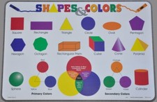 SHAPES COLOURS Educational WIPE-OFF Painless PLACEMAT Preschool Learning Tool