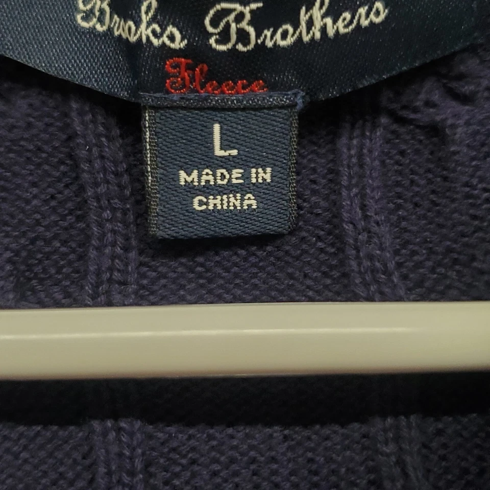 Brooks Brothers Fleece Girl's Long Sleeve Navy Blue Ribbed Zip Up Sweater Size L - Image 4 of 4