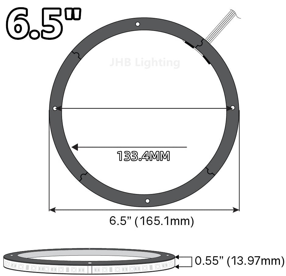 JHB Set (4) 6.5" RGB Color Change Remote APP Subs Sound LED Speaker Rings Light