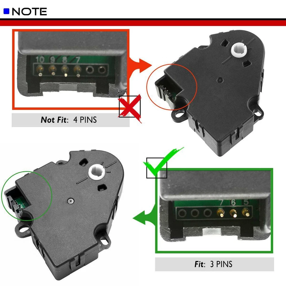 HVAC Heater Air Blend Door Actuator for Chevrolet GMC C/K 1500 2500 3500 3 Pins - Image 2 of 4