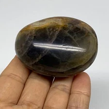 118.6g, 2.4"x1.9"x1.1",  Black Moonstone Crystal Palm-Stone Polished, B37776