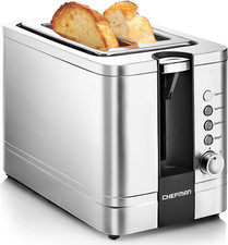 Chefman 2 Slice Toaster, 7 Shade Settings, Stainless Steel, 2 Slice with Extra-W