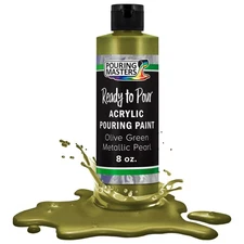 Pouring Masters Olive Green Metallic 8-Ounce Water-Based Acrylic Pouring Paint
