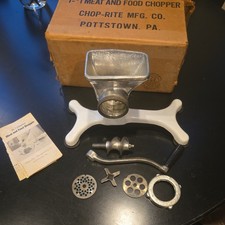 Tritacarne Chop Rite metallo fuso smaltato macinacarne macina grossolana manovella antico 