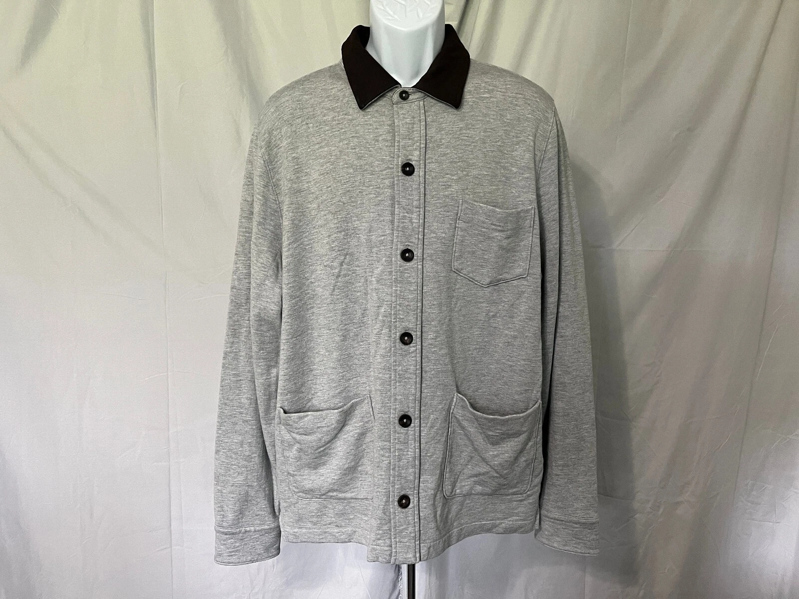 B.Draddy Men's Gray w/ Brown Trim Shirt Jacket Shacket Golf XL - product detail image 1