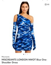 Women's Miscreants One Shoulder Dress S Blue White