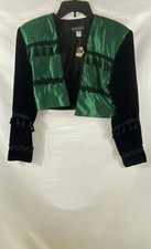 Vintage 90s MarkWongNark Women's Green Silk Velvet Bolero Blazer Sz S NWT