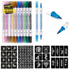 Temporary Tattoo Markers for Skin,10 Body Markers  80 Large Tattoo Stencils for