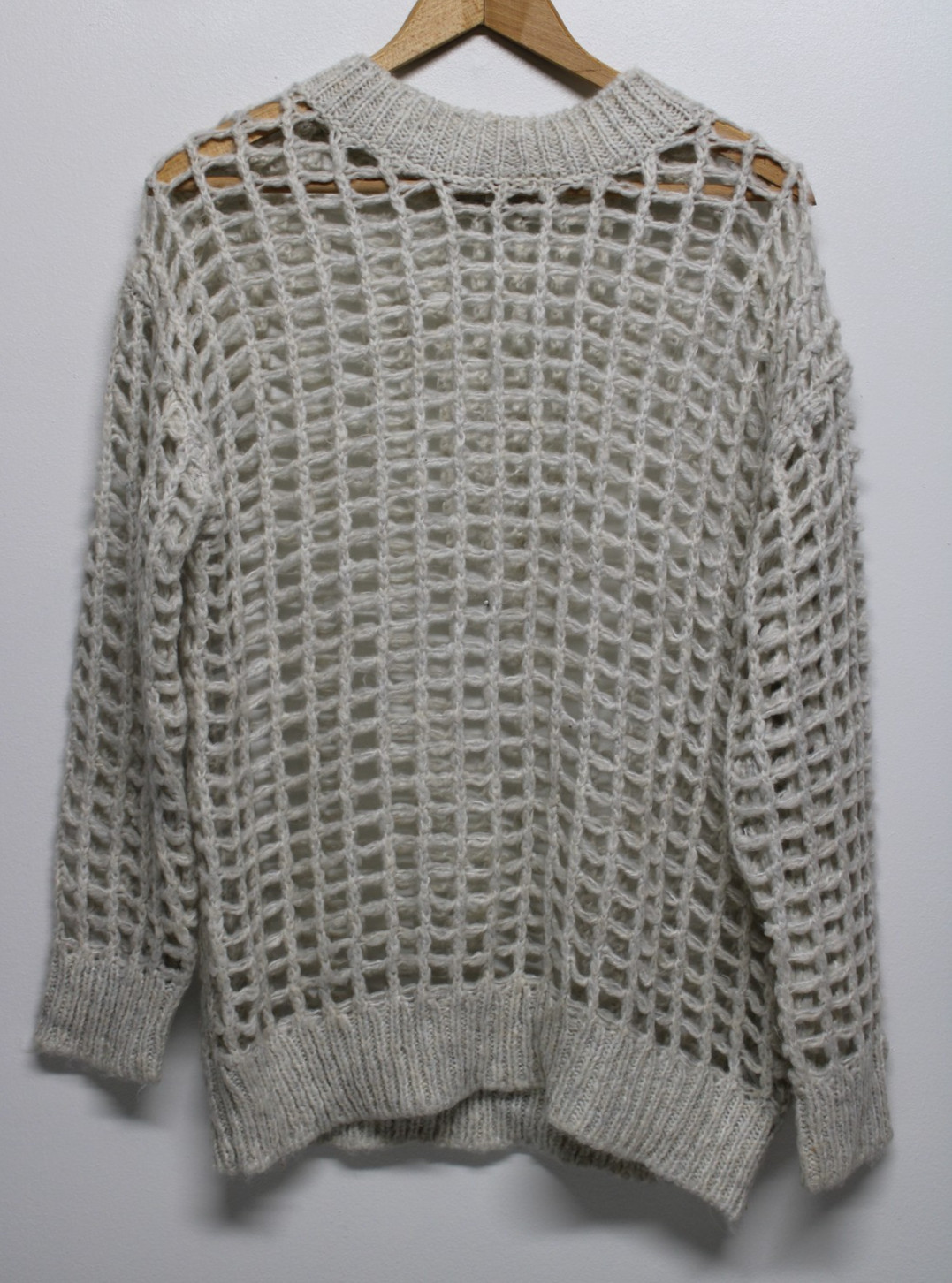Urban Outfitters Open Knit Mesh Sweater Women's SP Cream Oversized Pullover Fest