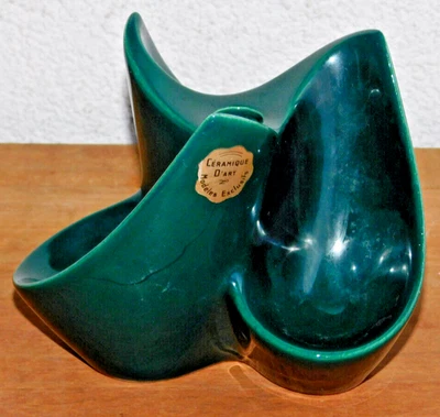 vintage ancien PORTE PIPE SUPPORT PORCELAINE R3 ceramique d'art france VERT 1970 - Photo 1/4