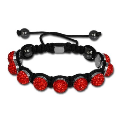 Shamballa Armband original Sterlinx mit 9 roten Glitzerkugeln SHS90R