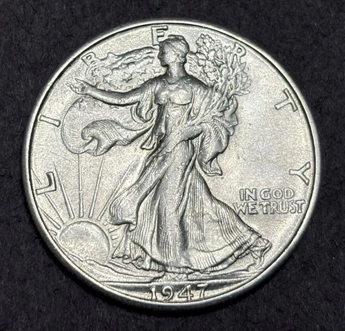 1947-D Walking Liberty Silver Half Dollar AU+