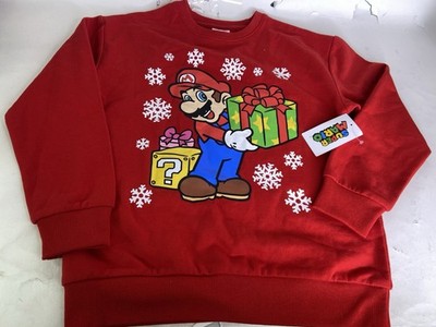 Nintendo Super Mario Christmas Holiday Long Sleeve Sweater Top Boys Size 10-12