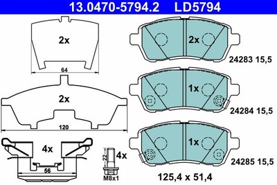 Brake pad set, disc brake ATE 13.0470-5794.2 (1set-1piece)