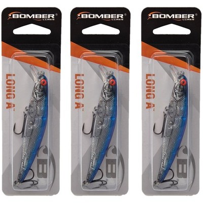 (Lot of 3) Bomber Lures Long A Silver Flash Blue Back BMB14A 3.5in 3/8oz Rare