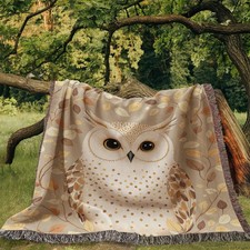 Owl Woven Cotton Blanket Throw