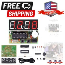 4-Digit Digital Clock Kits with PCB, DIY Alarm Clock Soldering Project Kit fo...