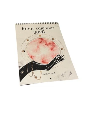 SACRED NEST 2026 Lunar Calendar | Witches Calendar - Spiral Wall Moon Phase A4 Vertical 60cm