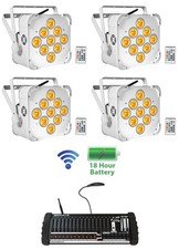 4 Rockville BEST PAR 60 Battery Wash Lights Wireless DMX 384 Channel Controller
