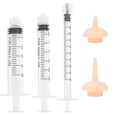 Pet Feeding Syringe with Nipple, Silicone Tools 1ml 3ml 5ml 2 Nipple