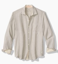 Tommy Bahama Paradise Breezer Linen Long-Sleeve Shirt In Med Size. Natural Color
