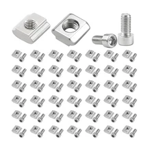 50 Pieces Sliding T Nuts with Screws Hardware Slot Nuts for DIY Projects