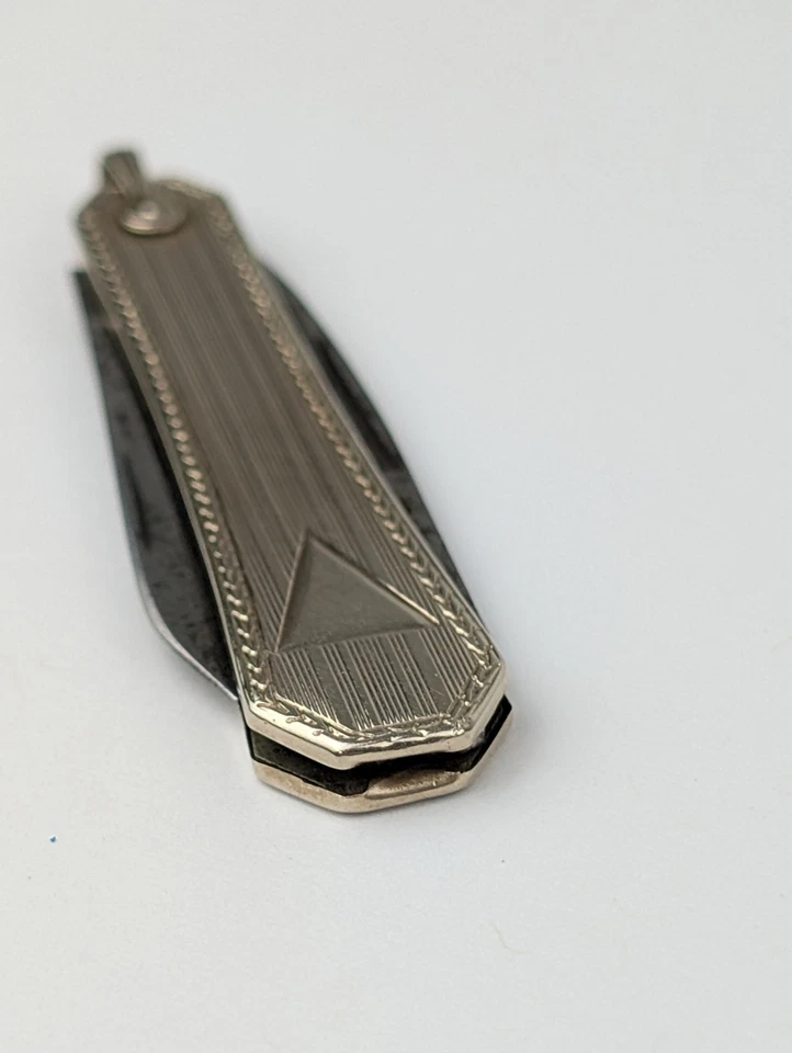 Navaja de Bolsillo Antigua Oro 14k 2 Hojas Chatelaine Reloj Llavero Pluma Cuchillo Victoriano  Foto 2 de 4