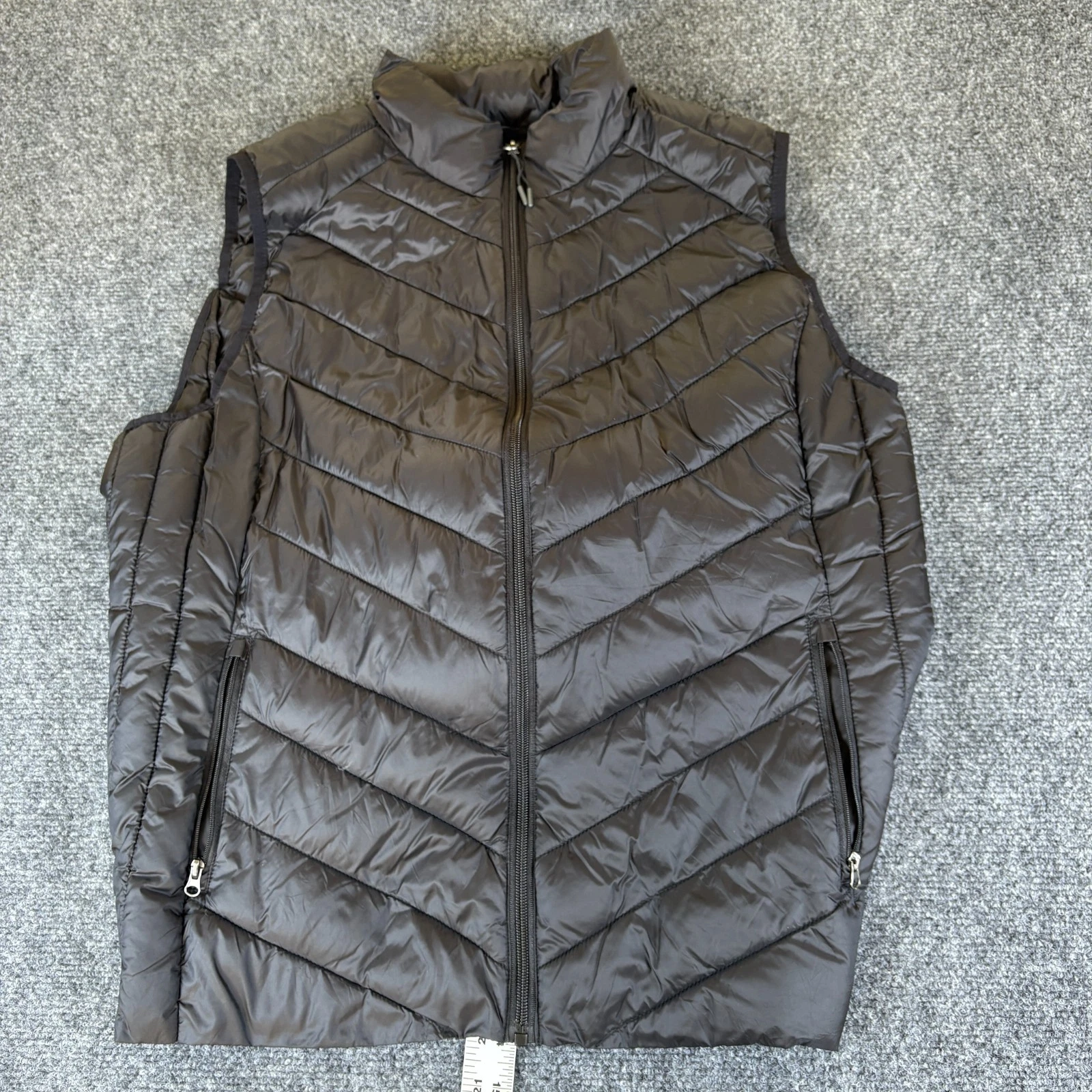 Attention Puffer Vest Mens XL Black Nylon Outdoor Mock Neck Winter Wear Full Zip