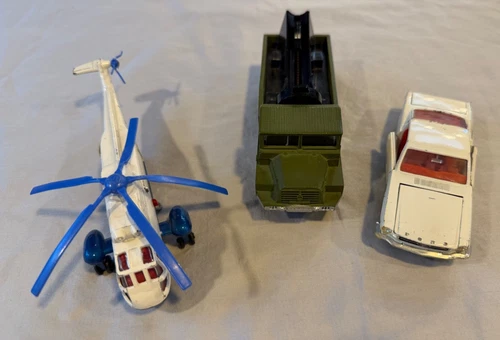 VINTAGE DINKY  LOT  3 VEHICLES -  SEA KING HELI, BERLEIT GAZELLE, MUSTANG 161