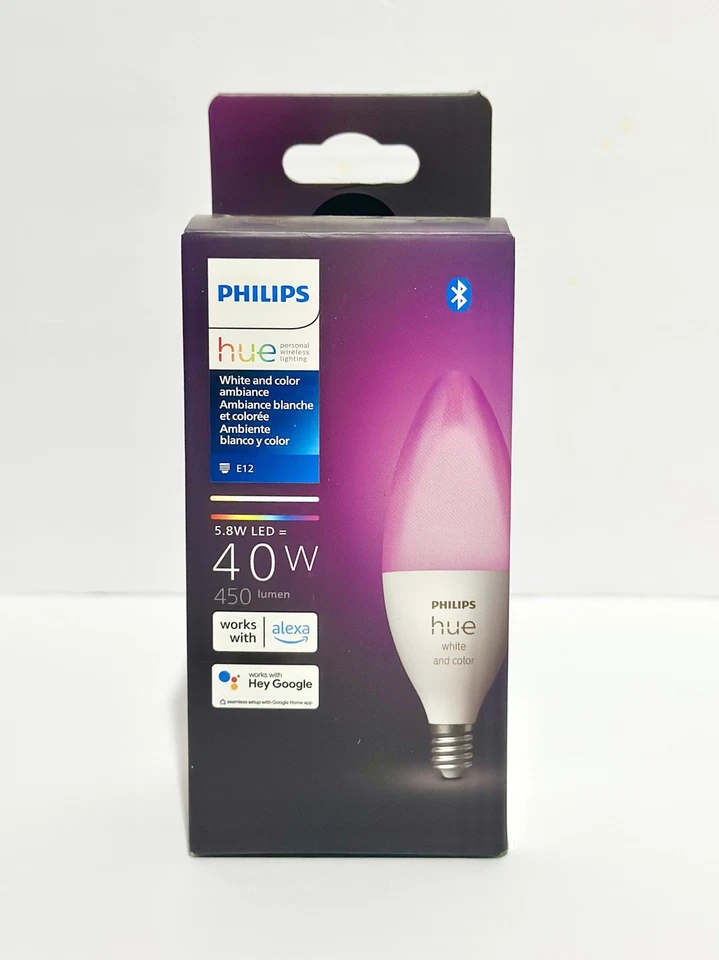 40W Philips Hue Smart LED Candle E12 Light Bulb w/Bluetooth, Multi Color & White - Image 2 of 4