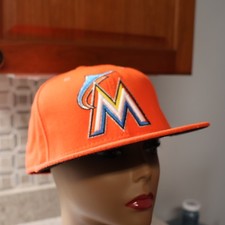 Miami Marlins Orange MLB New Era 59 Fifty Fitted Official On-Field Cap Size 73/8